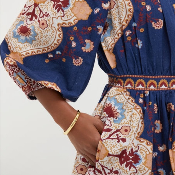 New Cleobella Leigh Paisley Cotton Linen Dress size Small in Navy - Picture 6 of 16